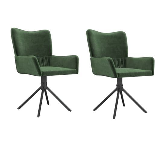 Chaises Pivotantes À Manger Lot De 2 Vert Foncé Velours