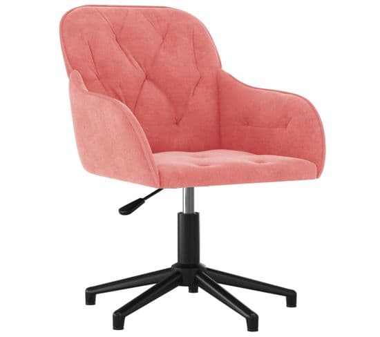 Chaise Pivotante De Bureau Rose Velours