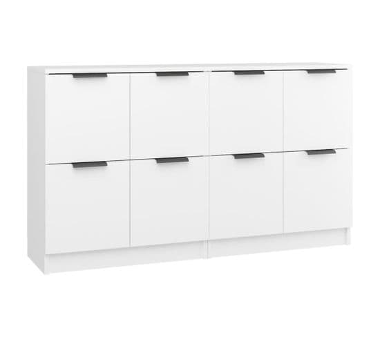 Buffets 2 Pièces Blanc 60x30x70 Cm Bois Contreplaqué