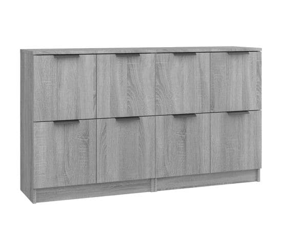 Buffets 2 Pièces Sonoma Gris 60x30x70 Cm Bois Contreplaqué