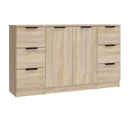 Buffets 3 PCs Chêne Sonoma Bois D'ingénierie