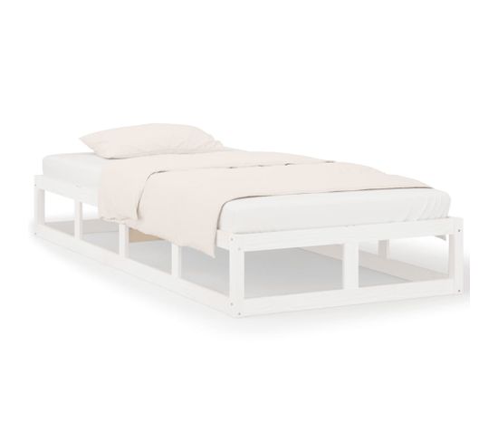 Cadre De Lit Blanc 75x190 Cm Petit Simple Bois Massif