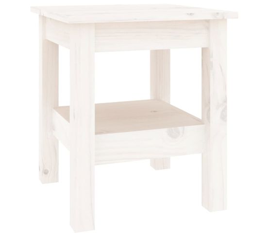 Table Basse Blanc 35x35x40 Cm Bois Massif De Pin