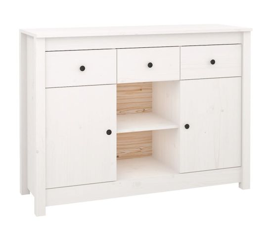 Buffet Blanc 100x35x74,5 Cm Bois Massif De Pin