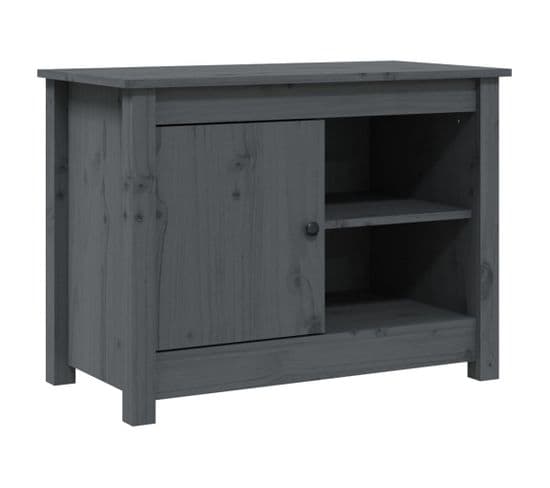 Meuble TV Gris 70x36,5x52 Cm Bois De Pin Massif