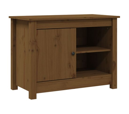 Meuble TV Marron Miel 70x36,5x52 Cm Bois De Pin Massif