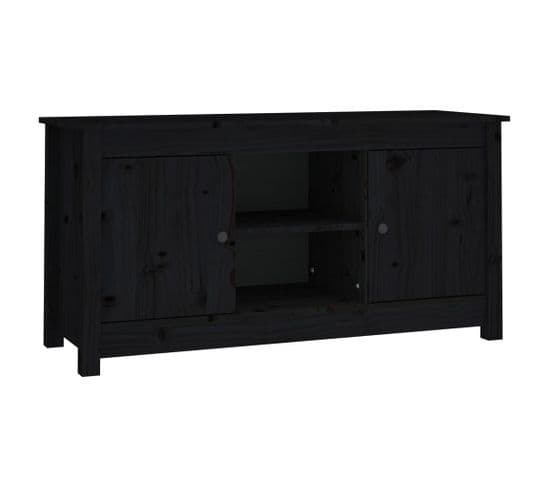 Meuble TV Noir 103x36,5x52 Cm Bois De Pin Massif