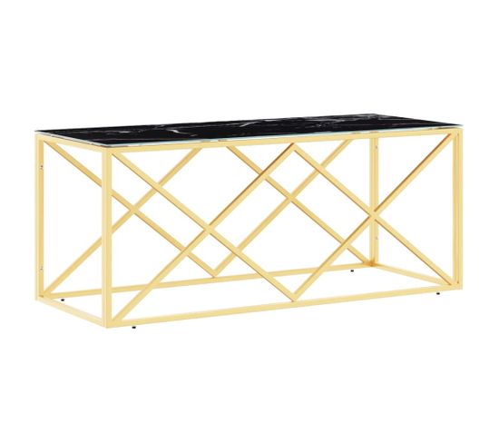 Table Basse 110x45x45 Cm Acier Inoxydable Et Verre