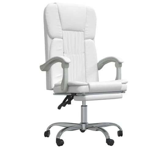 Fauteuil Inclinable De Bureau Blanc Similicuir