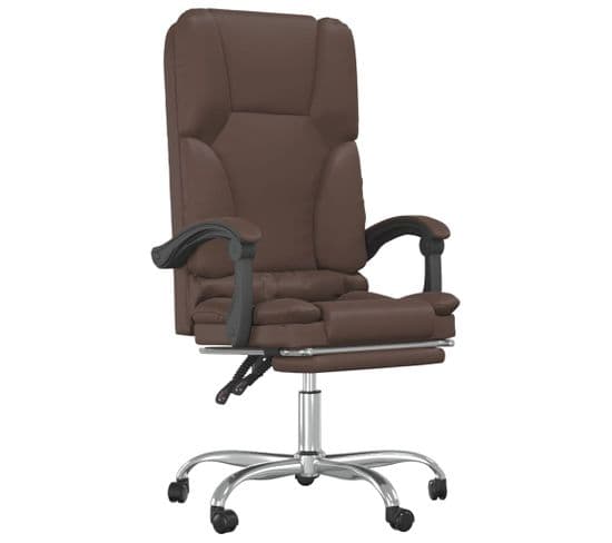 Fauteuil De Massage Inclinable De Bureau Marron Similicuir