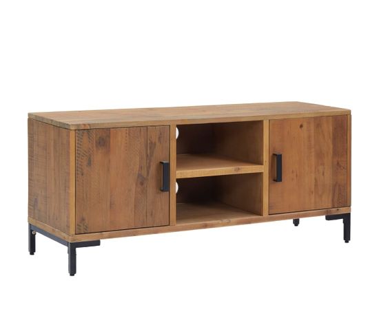 Meuble TV Marron 110x35x48 Cm Bois De Pin Massif