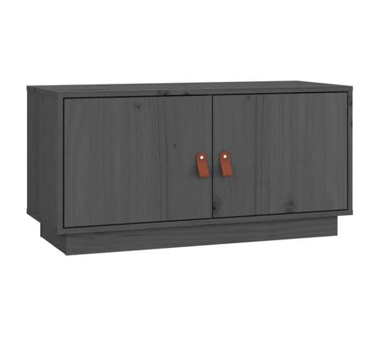 Meuble TV Gris 80x34x40 cm Bois de pin massif