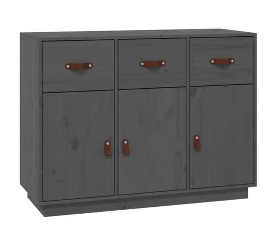 Buffet Gris 100x40x75 Cm Bois Massif De Pin