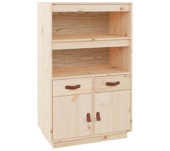 Buffet Haut 67x40x108,5 Cm Bois Massif De Pin