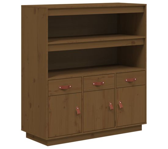 Buffet Haut Marron Miel 100x40x108,5 Cm Bois Massif De Pin