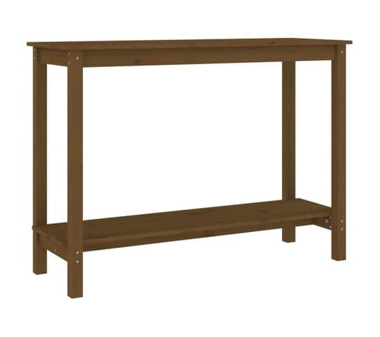 Table Console Marron Miel 110x40x80 Cm Bois Massif De Pin