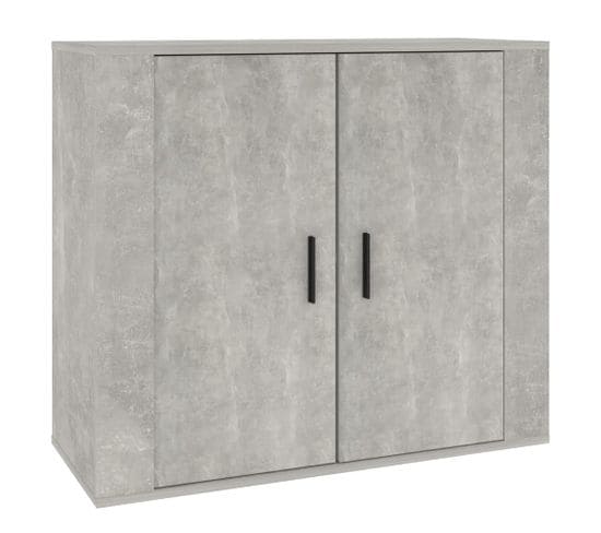 Buffet Gris Béton 80x33x70 Cm Bois Contreplaqué