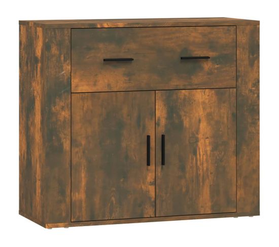 Buffet Chêne Fumé 80x33x70 Cm Bois Contreplaqué