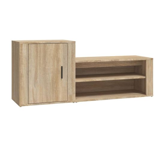 Armoire à Chaussures Chêne Sonoma 130x35x54cm Bois Contreplaqué