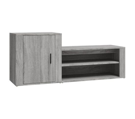 Armoire à Chaussures Sonoma Gris 130x35x54 Cm Bois Contreplaqué