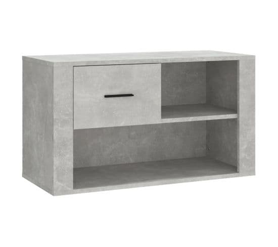 Armoire à Chaussures Gris Béton 80x35x45 Cm Bois Contreplaqué