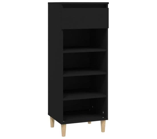 Armoire à Chaussures Noir 40x36x105 Cm Bois Contreplaqué