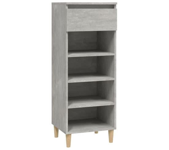 Armoire à Chaussures Gris Béton 40x36x105 Cm Bois Contreplaqué