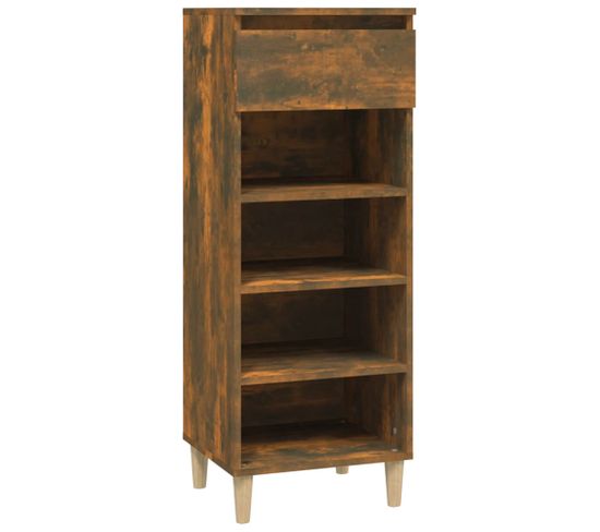 Armoire à Chaussures Chêne Fumé 40x36x105 Cm Bois Contreplaqué