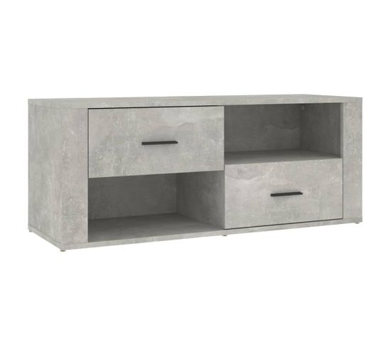 Meuble TV Gris Béton 100x35x40 Cm Bois Contreplaqué