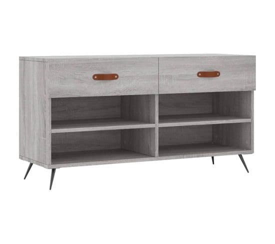 Banc à Chaussures Sonoma Gris 102x35x55 Cm Bois Contreplaqué