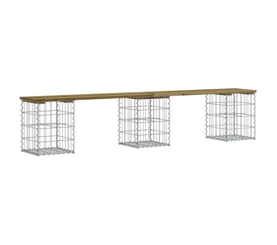 Banc De Jardin Design Gabion 203x31x42 Cm Bois De Pin Imprégné