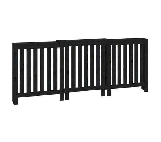 Cache-radiateur Noir 210x21x85 Cm Bois Massif De Pin