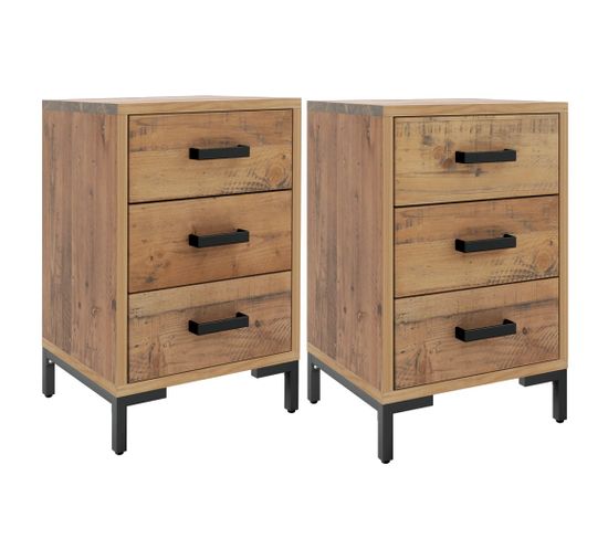 Tables De Chevet 2 PCs 40x30x55 Cm Bois De Pin Massif