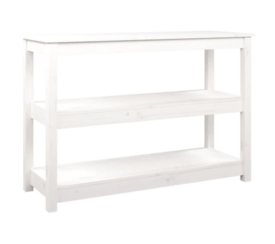 Table Console Blanc 110x40x74 Cm Bois Massif De Pin