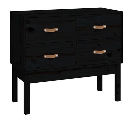 Buffet Noir 90x40x78 Cm Bois De Pin Solide