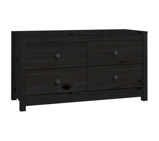 Armoire Latérale Noir 100x40x54 Cm Bois De Pin Massif