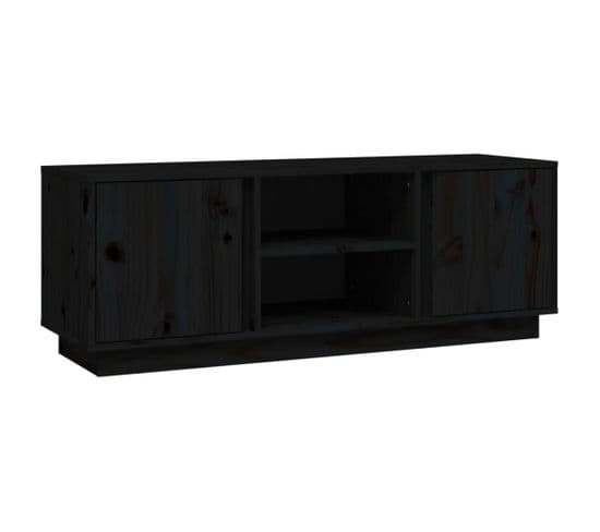 Meuble TV Noir 110x35x40,5 Cm Bois De Pin Massif