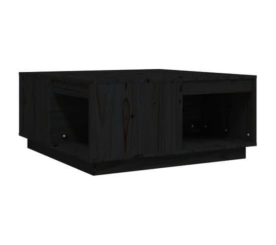 Table Basse Noir 80x81x36,5 Cm Bois Massif De Pin