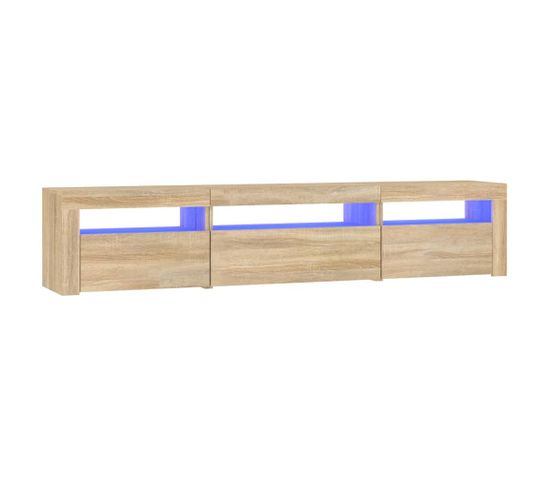 Meuble TV Avec Lumières LED Chêne Sonoma 195x35x40 Cm