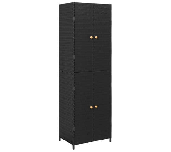 Armoire De Rangement De Jardin Noir 59x40x180 Cm Résine Tressée