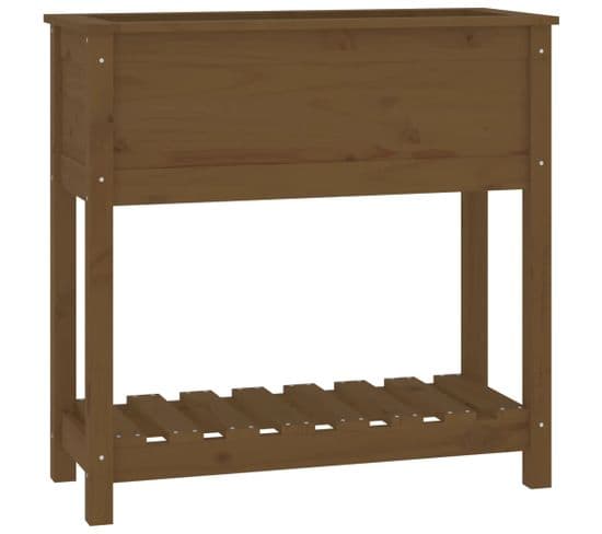 Jardinière Avec Étagère Marron Miel 82,5x34,5x81 Cm Bois De Pin