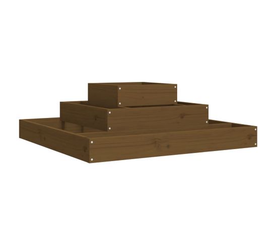 Jardinière Marron Miel 80x80x27 Cm Bois Massif De Pin