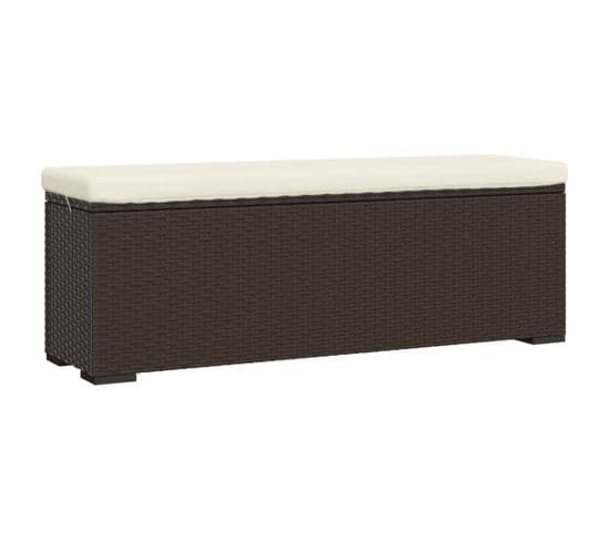 Banc Pouf Avec Coussin Marron 110x30x40 Cm Résine Tressée