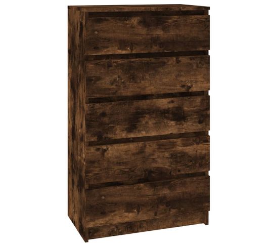 Commode Chêne Fumé 60x36x103 Cm Bois Contreplaqué