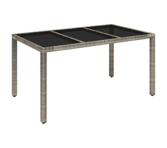 Table De Jardin Dessus En Verre Gris 150x90x75cm Résine Tressée