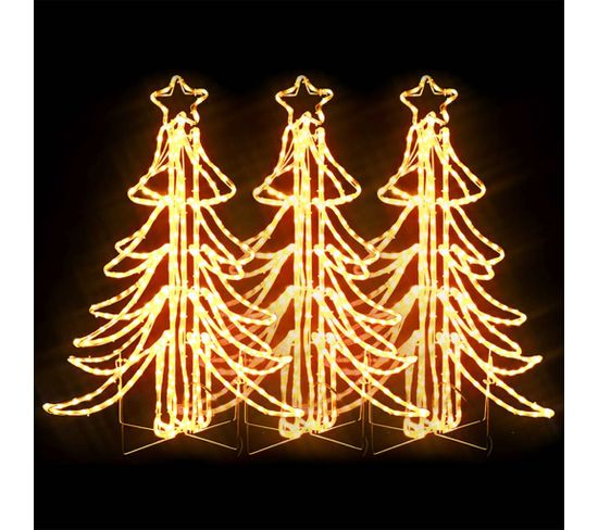 Arbres De Noël Pliables Avec LED 3 PCs Blanc Chaud 87x87x93 Cm