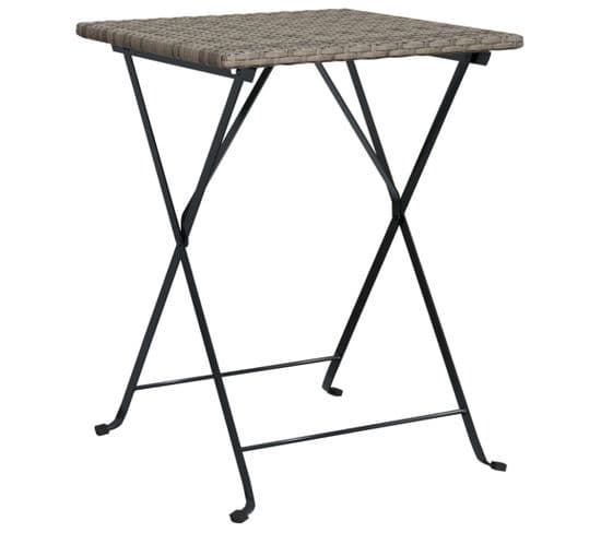 Table De Bistrot Pliante Gris 55x54x71 Cm Résine Tressée