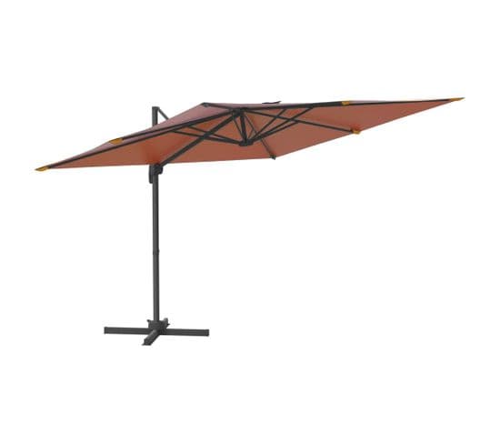 Parasol Déporté Avec Mât En Aluminium Terre Cuite 400x300 Cm