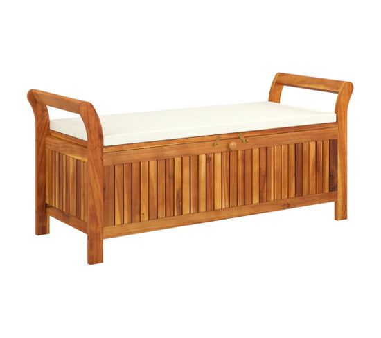 Banc De Rangement De Jardin Avec Coussin 126 Cm Bois D'acacia