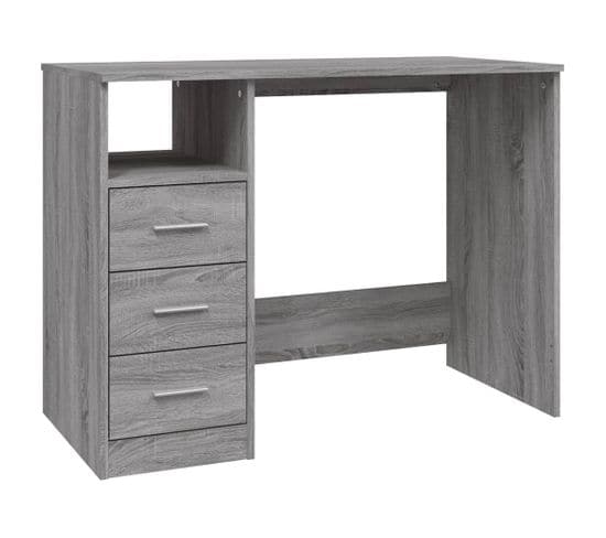 Bureau Avec Tiroirs Sonoma Gris 102x50x76 Cm Bois D'ingénierie